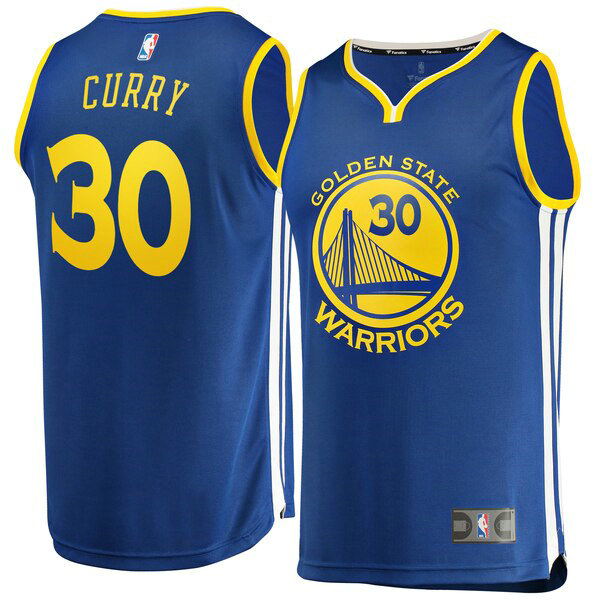 Maillot Golden State Warriors Homme Stephen Curry 30 Icon Edition Bleu